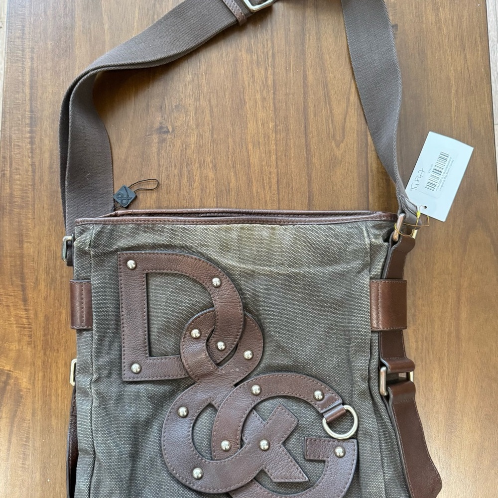 D&G Brown Messenger Bag with Decorative Design